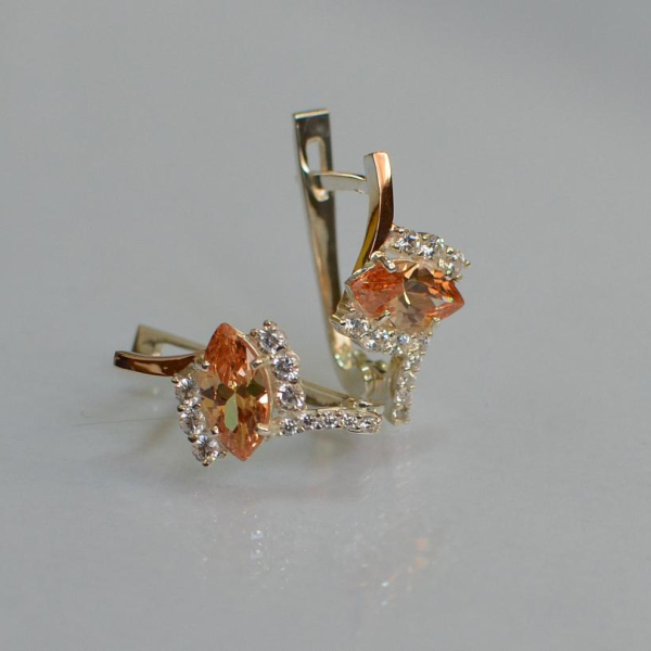 Срібні сережки з золотими вставками