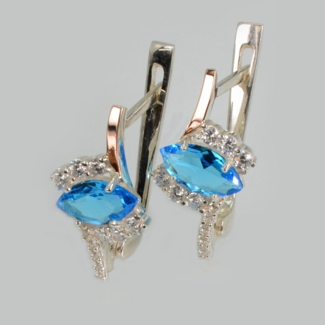 Срібні сережки з золотими вставками