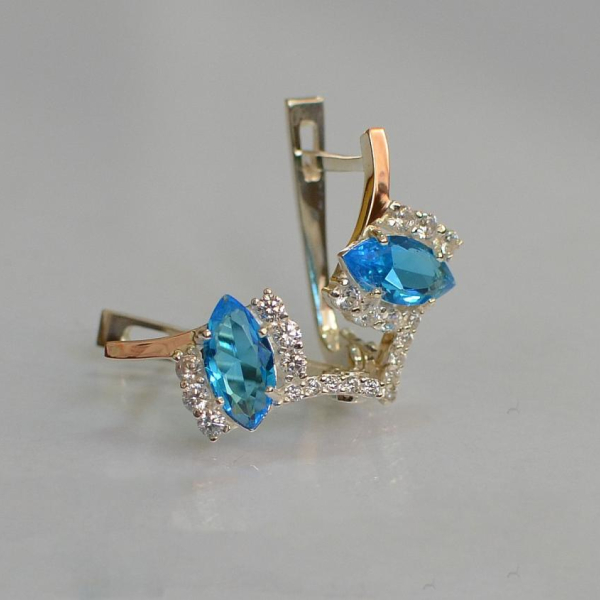 Срібні сережки з золотими вставками