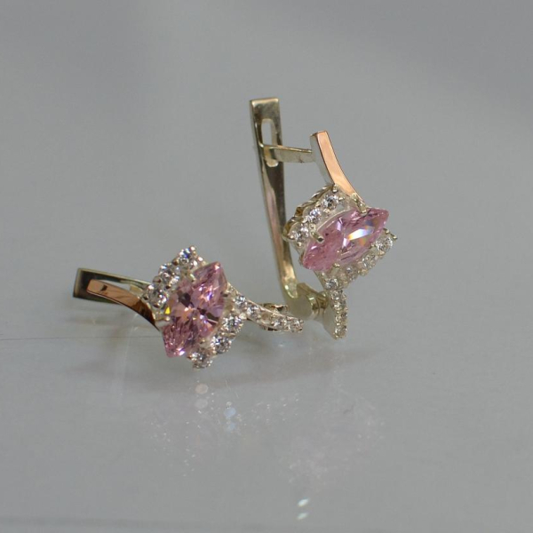 Срібні сережки з золотими вставками