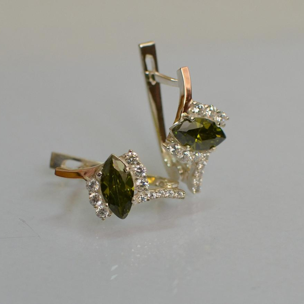 Срібні сережки з золотими вставками