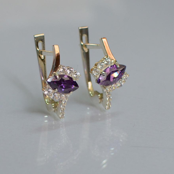 Срібні сережки з золотими вставками