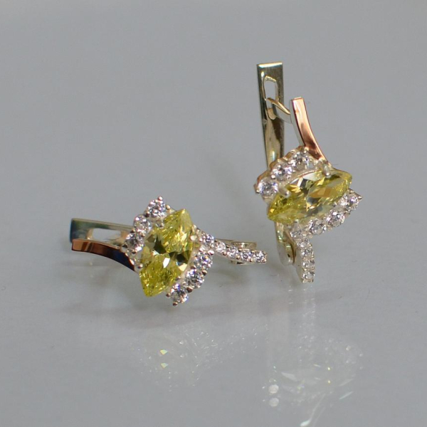 Срібні сережки з золотими вставками