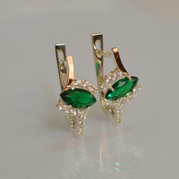 Срібні сережки з золотими вставками