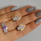 Срібний набір з золотими пластинами