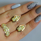 Срібний набір з золотими пластинами