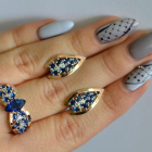 Срібний набір з золотими пластинами