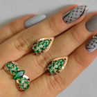 Срібний набір з золотими пластинами