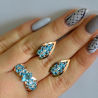 Срібний набір з золотими пластинами