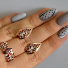 Срібний набір з золотими пластинами