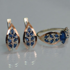 Срібний набір з золотими пластинами