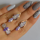 Срібний набір з золотими пластинами