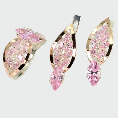 Срібний набір з золотими пластинами