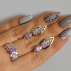 Срібний набір з золотими пластинами