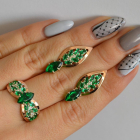 Срібний набір з золотими пластинами