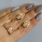 Срібний набір з золотими пластинами