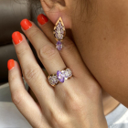 Срібний набір з золотими пластинами