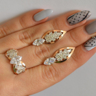 Срібний набір з золотими пластинами