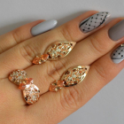 Срібний набір з золотими пластинами