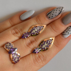 Срібний набір з золотими пластинами