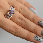 Срібна каблучка з золотими вставками