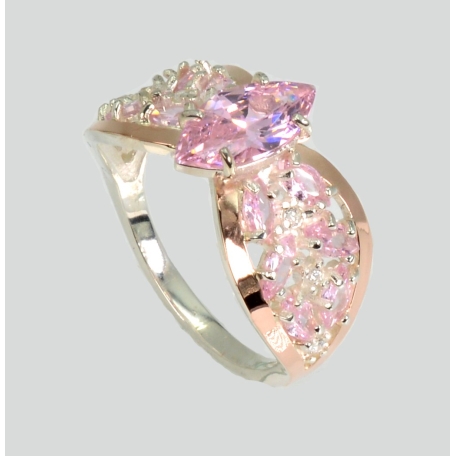 Серебряное кольцо с золотыми вставками