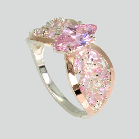 Срібна каблучка з золотими вставками