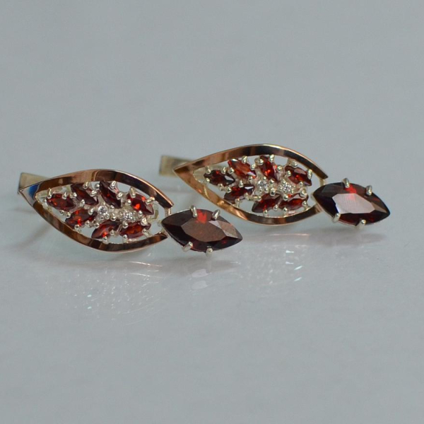 Срібні сережки з золотими вставками