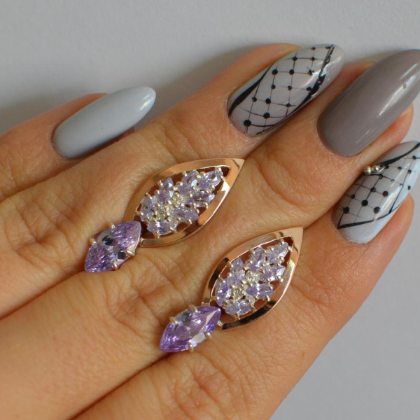 Срібні сережки з золотими вставками