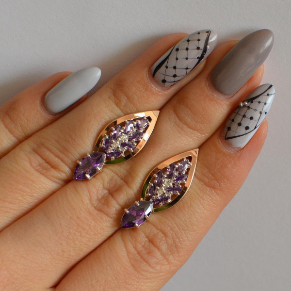 Срібні сережки з золотими вставками