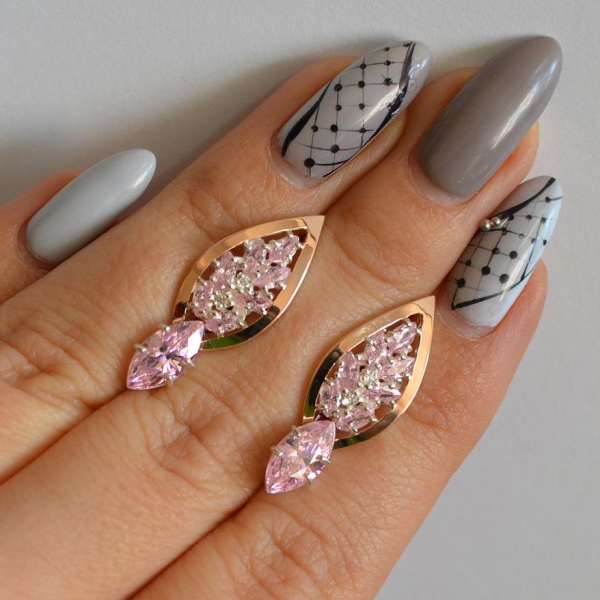 Срібні сережки з золотими вставками