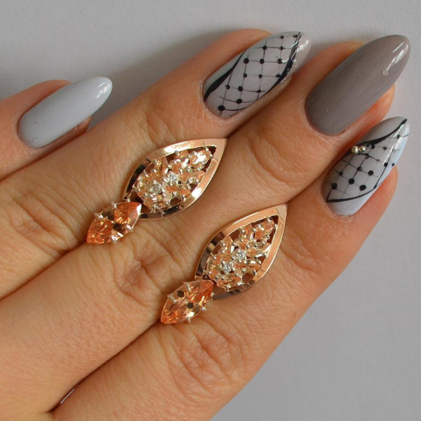 Срібні сережки з золотими вставками