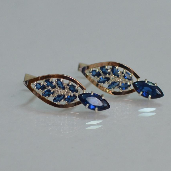 Срібні сережки з золотими вставками