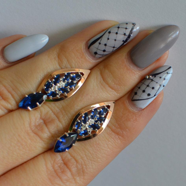 Срібні сережки з золотими вставками