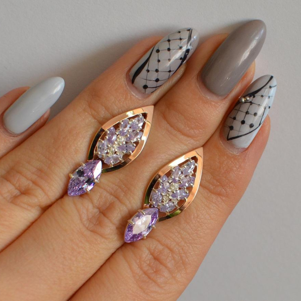 Срібні сережки з золотими вставками