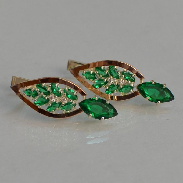 Срібні сережки з золотими вставками