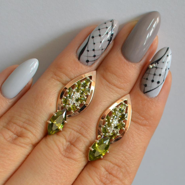 Срібні сережки з золотими вставками