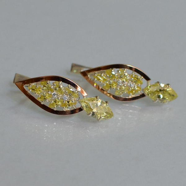 Срібні сережки з золотими вставками