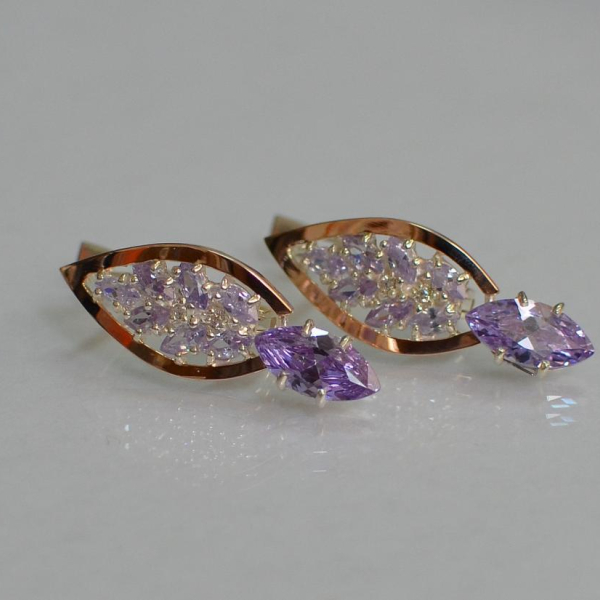 Срібні сережки з золотими вставками