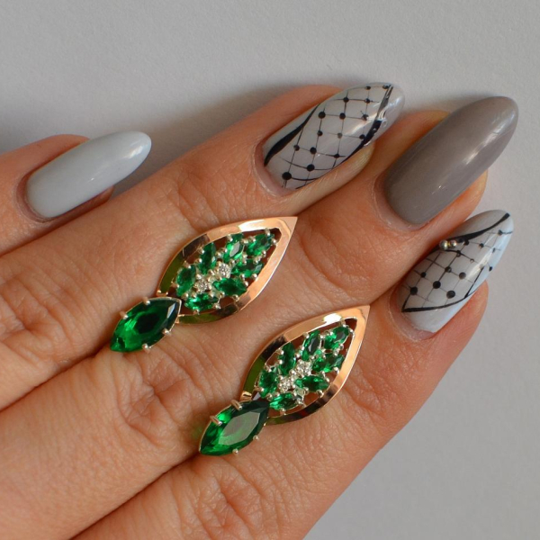 Срібні сережки з золотими вставками