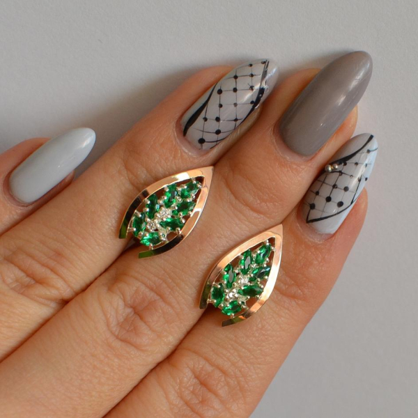 Срібні сережки з золотими вставками