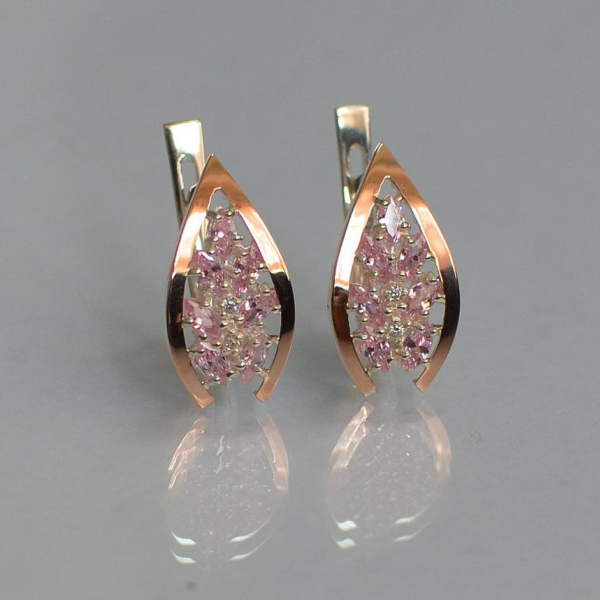 Срібні сережки з золотими вставками