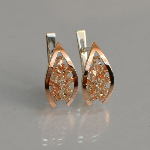 Срібні сережки з золотими вставками