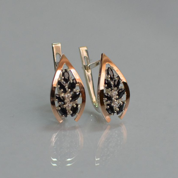 Срібні сережки з золотими вставками