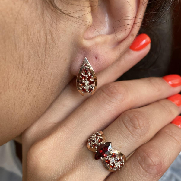 Срібні сережки з золотими вставками