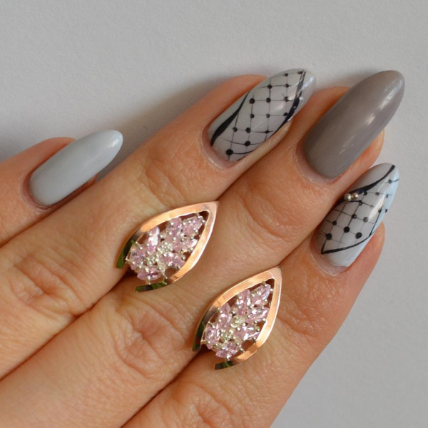 Срібні сережки з золотими вставками