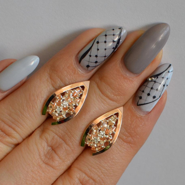 Срібні сережки з золотими вставками