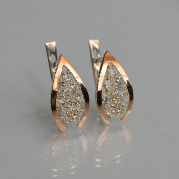 Срібні сережки з золотими вставками