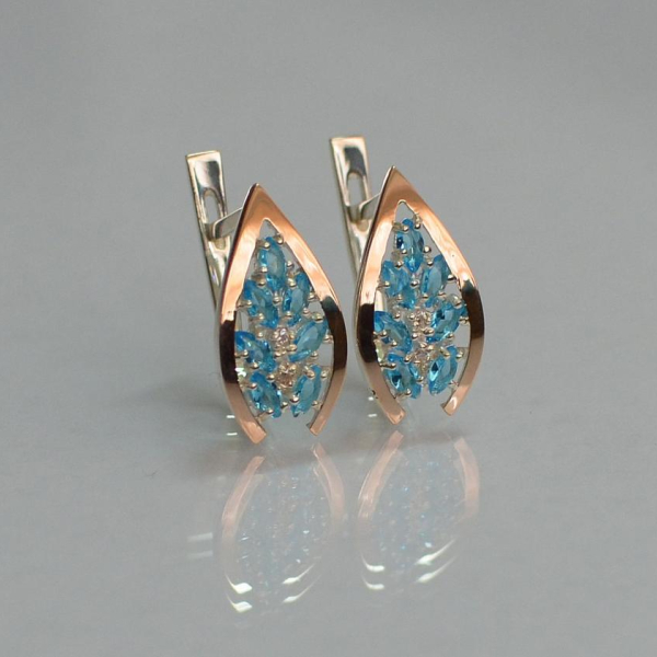 Срібні сережки з золотими вставками