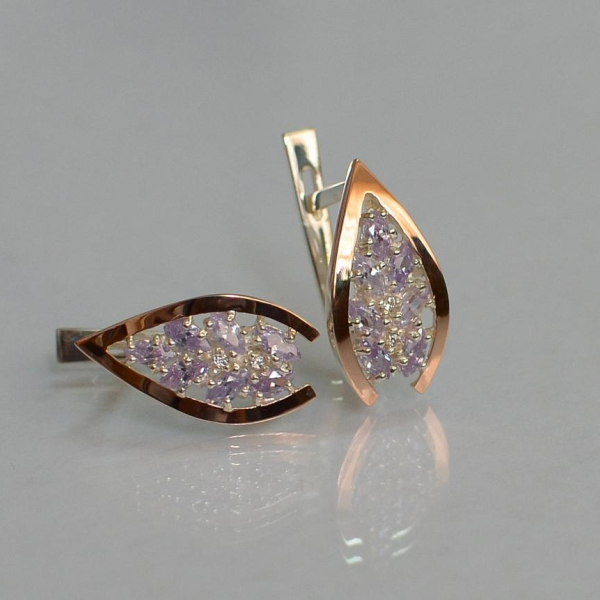 Срібні сережки з золотими вставками